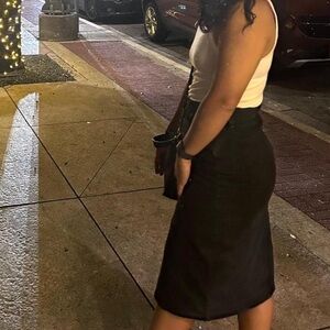 Black Denim midi skirt